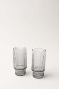 Sale: Ribbed Glassware Charcoal - Tall