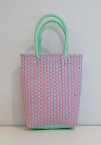New: Woven Bag- Pink and Green