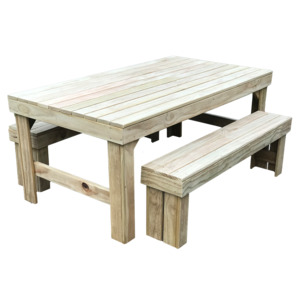 Bench and table set