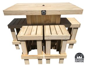 Rectangular Bar Leaner Set with 4 stools