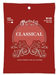 Classical Guitar String Sets: Martin M160 Classical Guitar Set Hard Tension (Ball End)