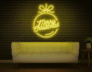 Christmas Neon Signs: Merry Christmas Ball LED Neon Sign