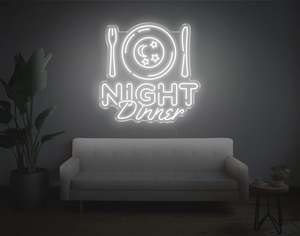 Restaurant Neon Signs: Night Dinner LED Neon Sign