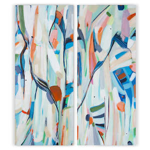 Original Artwork: Cottontail Cantina - Original Abstract Diptych
