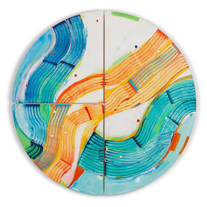 Original Artwork: Pedalo Patsy - Original Round Abstract Artwork