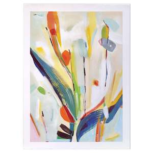 Originals On Paper: Blue Bottle Fancy Dress - Abstract Painting on Paper