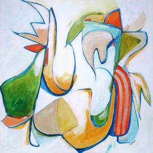 Original Artwork: Rooster Ruckus - Original Abstract Painting