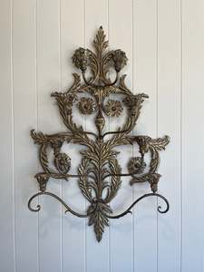 Large Gilt Decorative Owl 8 Candle Wall Sconce