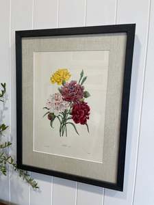 Wall Decor: Pierre-Joseph Redoute Botanical Print - Carnation bouquet