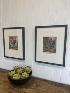 Wall Decor: Pair of Rooster Prints