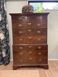 Furniture: Georgian Oak Chest on Chest
