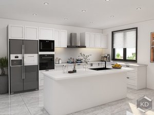 Products: New L-shaped + Island Shaker Style 3 Kitchen - Kitchen Depot