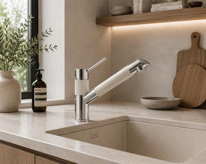 Products: SCHOCK brand ORBIT SINK MIXER, White and Chrome - RRP $1199 (Made in germany) - Kitchen Depot
