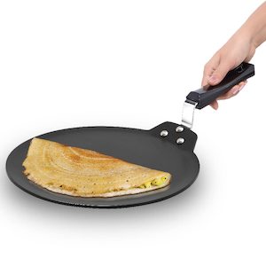Tawa: Hawkins Futura 28 cm Non Stick Dosa Tawa, Induction Base Black (INDT28)
