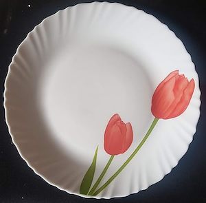 Tableware: Diva From La Opala Scarlet duet Opal ware Dinner Plate Set, 6-Pieces (25cm)