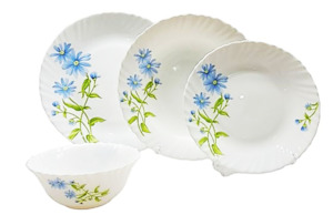 Tableware: La Opala Blue daisy Dinner set 27 pc set