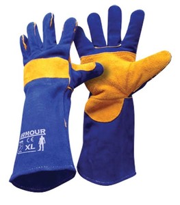 Products: Armour? Leather Blue Welding Glove - 40cm - Kiwi Business