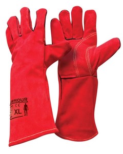 Armour? Leather Red Welding Gauntlet Glove - 40cm - Kiwi Business
