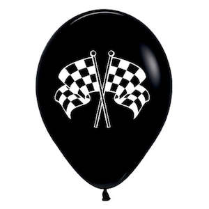 Amscan: Black and white checkered flag racing car balloons
