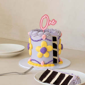 Pink and Pink OPAQUE LAYERED acrylic CAKE TOPPER One