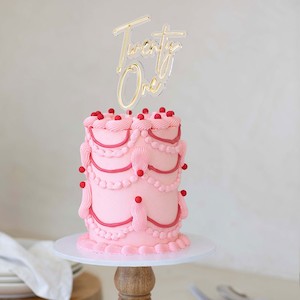 Cake Candle: GOLD and OPAQUE LAYERED acrylic CAKE TOPPER Twenty one