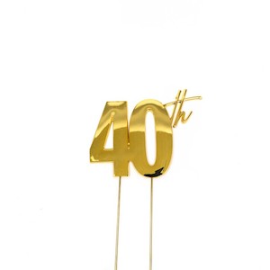 Cake Candle: Gold METAL CAKE TOPPER 40TH
