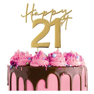 Cake Craft Usa: Gold METAL CAKE TOPPER HAPPY 21st Style 1