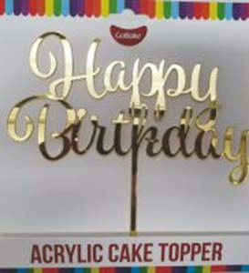 Gobake: Gobake HAPPY BIRTHDAY Acrylic economy mirror topper Gold