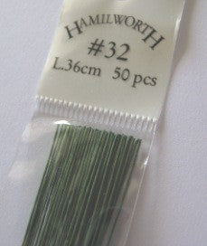 Hamilworth: 32 gauge wire GREEN (pkt 50)