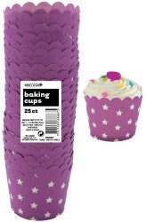 Stars Straight sided cupcake papers Purple