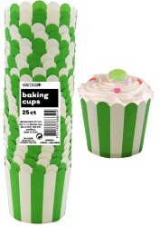 Stripes Straight sided cupcake papers Green