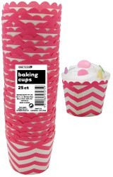 Chevron straight sided cupcake papers Hot pink