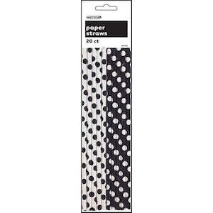 Meteor: 2 colourway Black and White polka dot retro paper straws