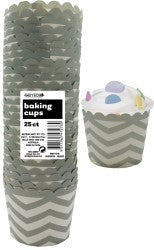 Chevron straight sided cupcake papers Silver