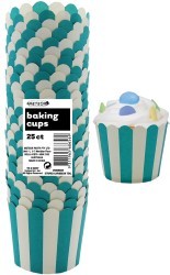 Stripes Straight sided cupcake papers Caribbean Teal
