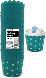 Stars Straight sided cupcake papers Caribbean Teal