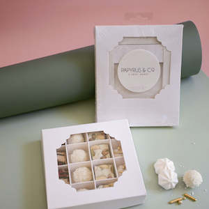 Papyrus Co: WHITE Window Treat Box & Insert 16 Cavities Box (Pack of 5 Boxes)