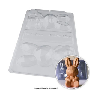 Bwb: 3d faceted sitting geode bunny chocolate mould