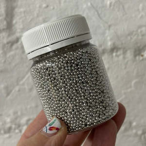 2mm silver cachous jar by Kiwicakes 100ml jar