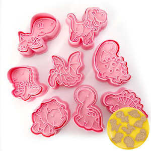Big Cookie Cutter Sets: Dinosaur cookie cutters with matching stamp embosser set of 8