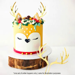 Reindeer antler or Deer antler gold acrylic cake topper