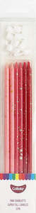 Super Tall Ombre Pink Charlotte long candles 18cm (12PK)