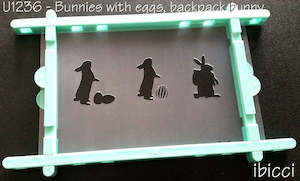 Ibicci: Easter bunny with eggs and backpack stencil by ibicci