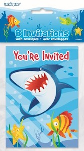 Meteor: Fin Friends Under the sea party invites Shark and fish