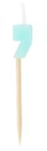 Alphabet or numeral candle on wooden pick Letter Apostrophe ' Aqua