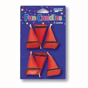 Childrens Candles: Construction road cone cones orange candles set 6