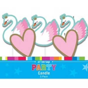 Childrens Candles: Swans with crowns and hearts 5 pick candle set