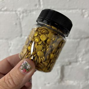 Christmas Sprinkles Candy: Gold metallic confetti sprinkles sprinkles 100ml jar by Kiwicakes