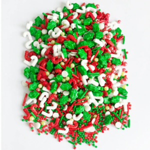 Christmas Sprinkles Candy: Holly and candy canes Christmas Sprinkle Medley
