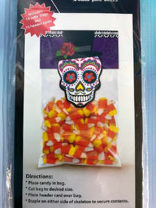 Halloween Packaging: Day of the Dead Skull Dia de Muertos cello bags and header cards